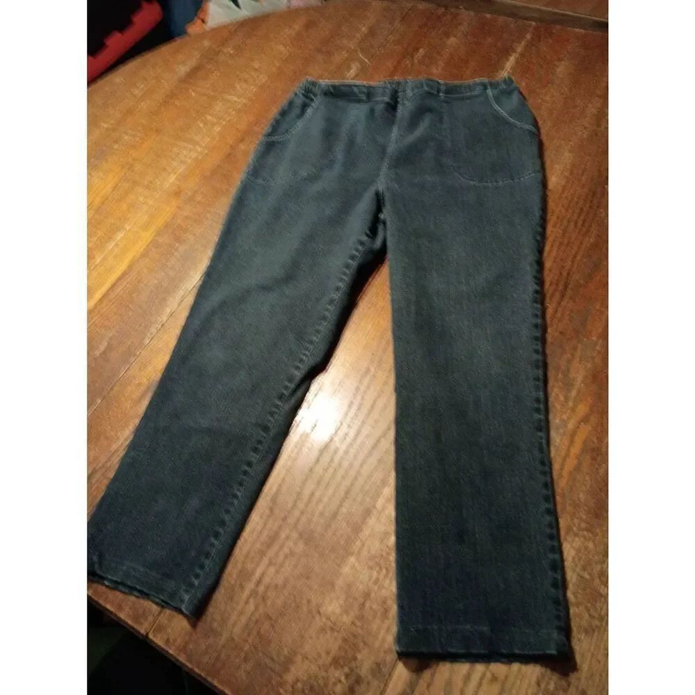 XL Short Croft & Barrow Elastic Waist Cropped Capri Denim Blue Jeans Casual Pant